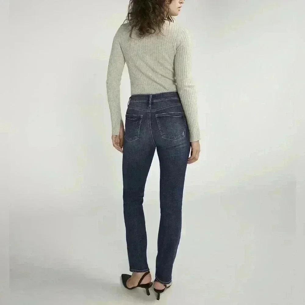 Silver Jeans Avery High Rise Straight Leg Jean in Indigo size 24/31 - Picture 3 of 12